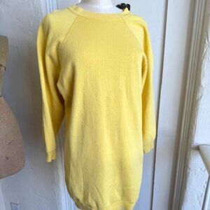 Vintage 80s Yellow Tultex Sweatshirt Dress Size Medium